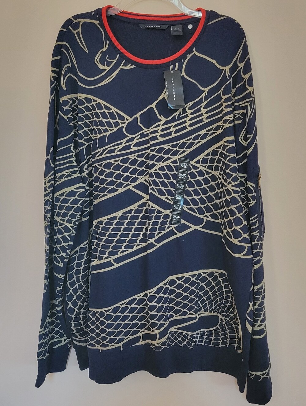 Sean John Snake Pattern Crewneck Sweater